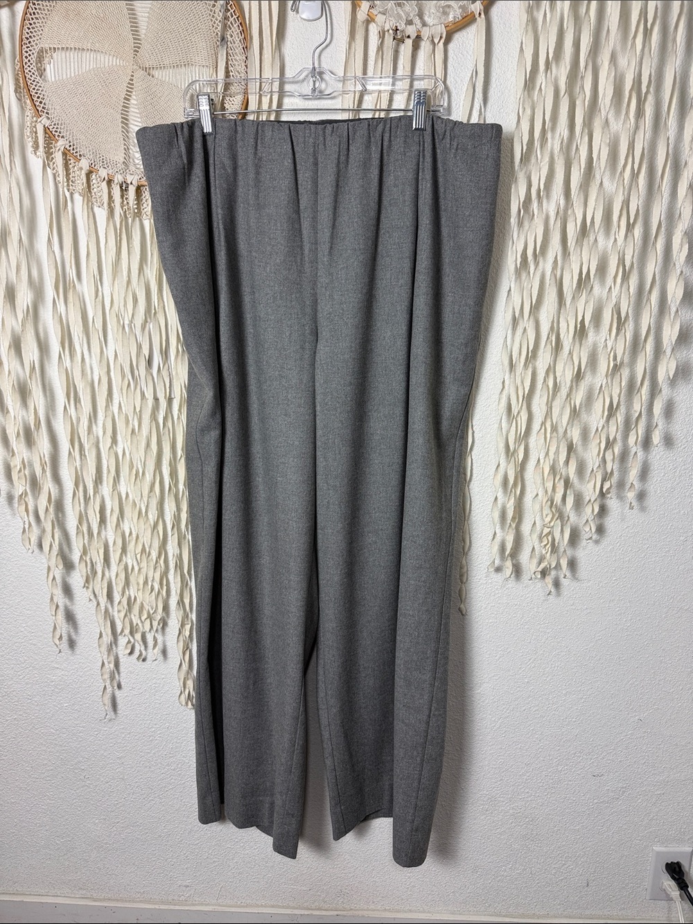 Vince Gray Wool Blend Pull on Wide Leg Pant Size XXL